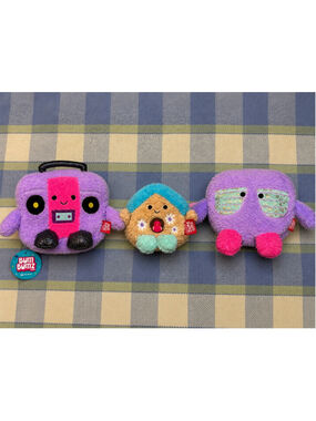BumBumz Plush Lot of 3 Russ Purple Boombox Beige House Collectible Toys